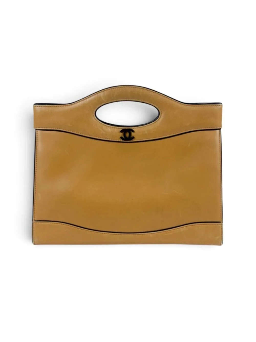 Chanel Coco Top Handle Cutout Tote Bag Beige Lambskin
